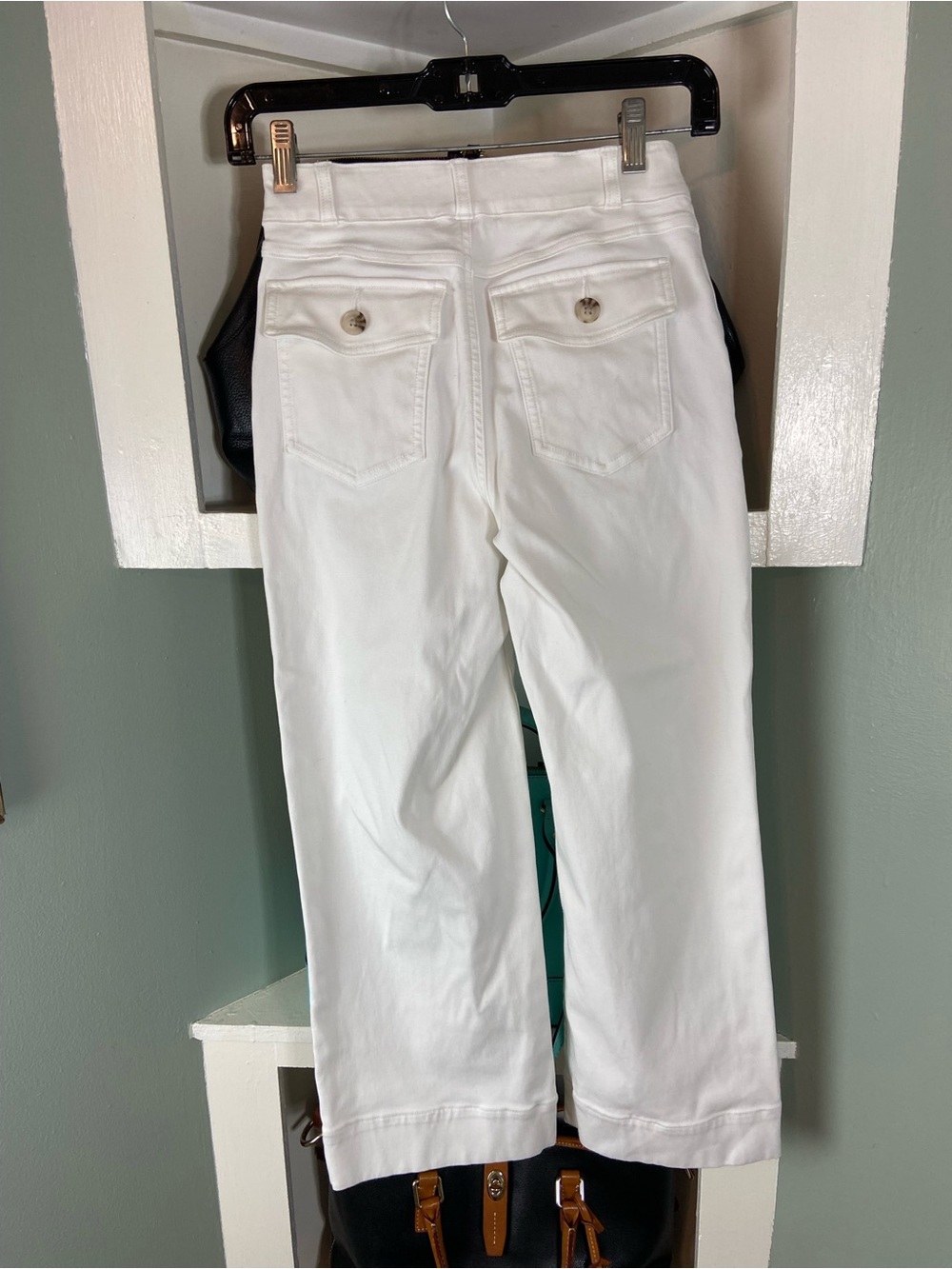 SPANX White Cropped Wide-Leg Trousers with Flap Pockets - Picture 8 of 13